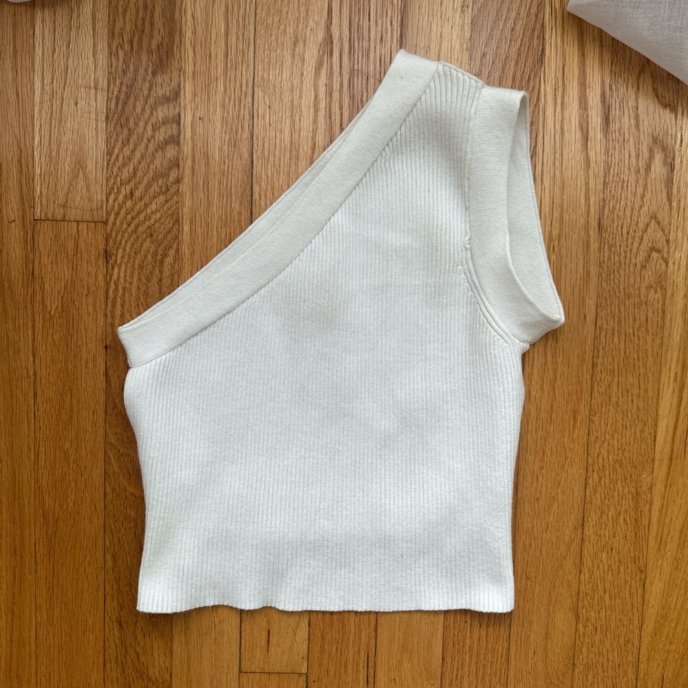 White One Shoulder Tank Top